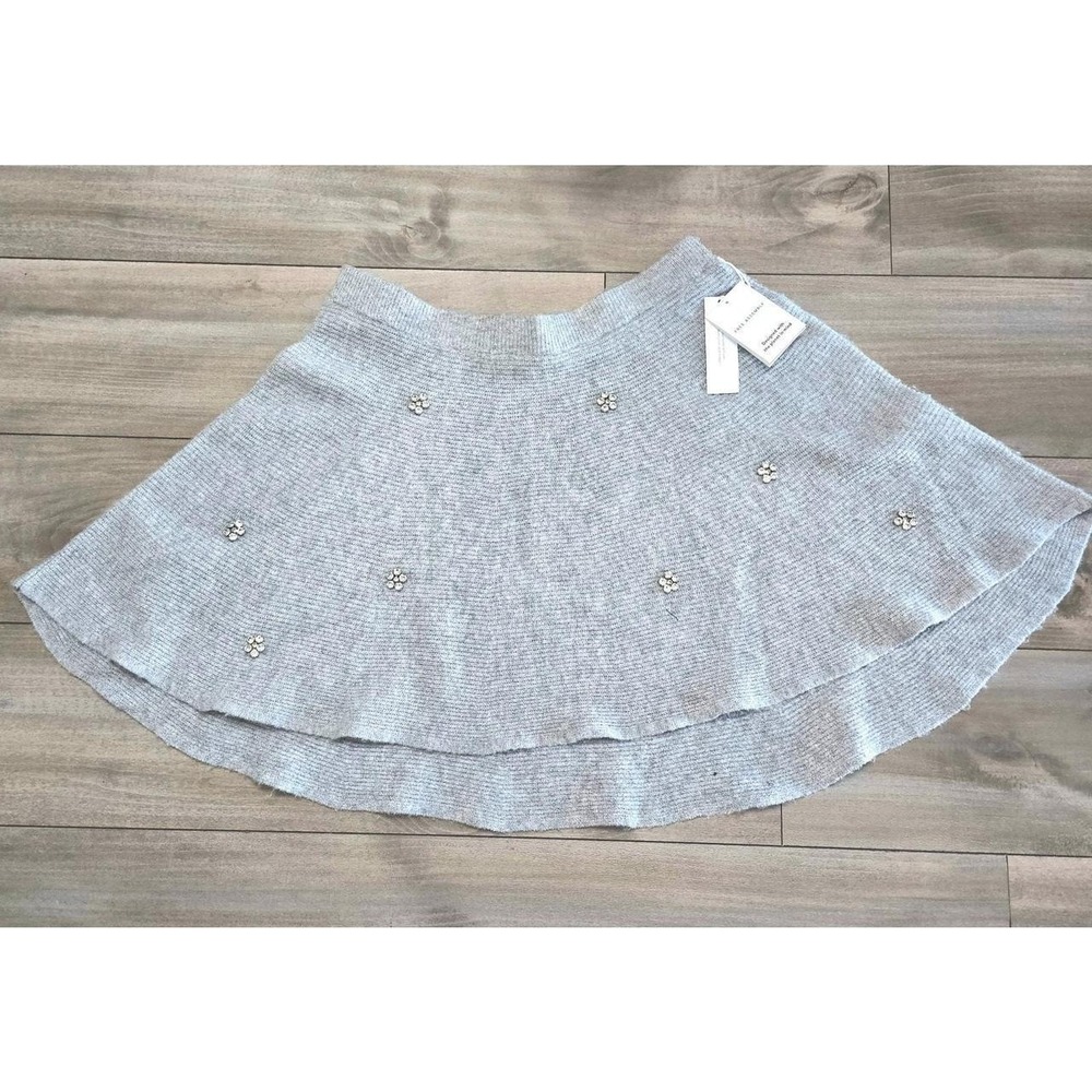 Free Assembly Heather Grey Mini Sweater Skirt with Rhinestones, Sz L (12-14)
